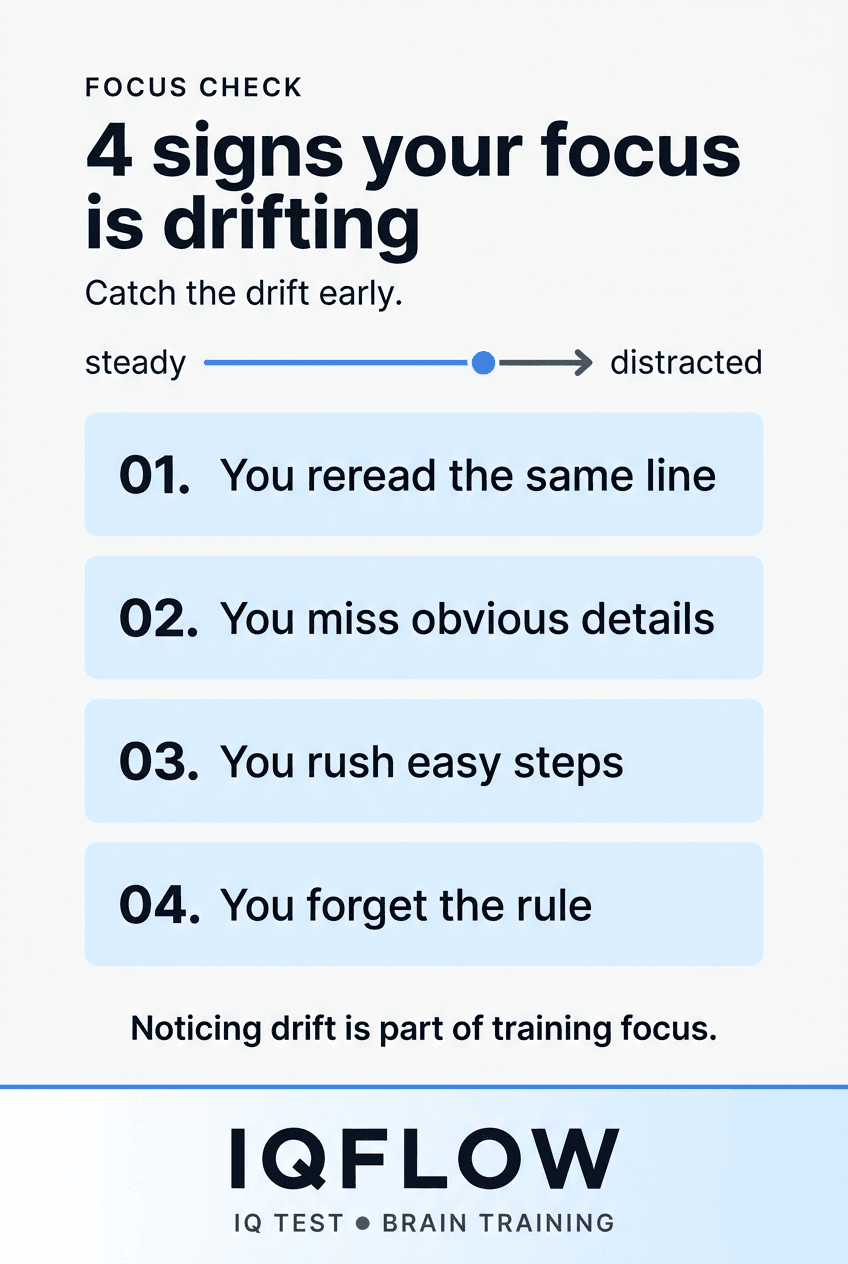 IQFlow Pinterest pin listing four signs concentration is drifting.