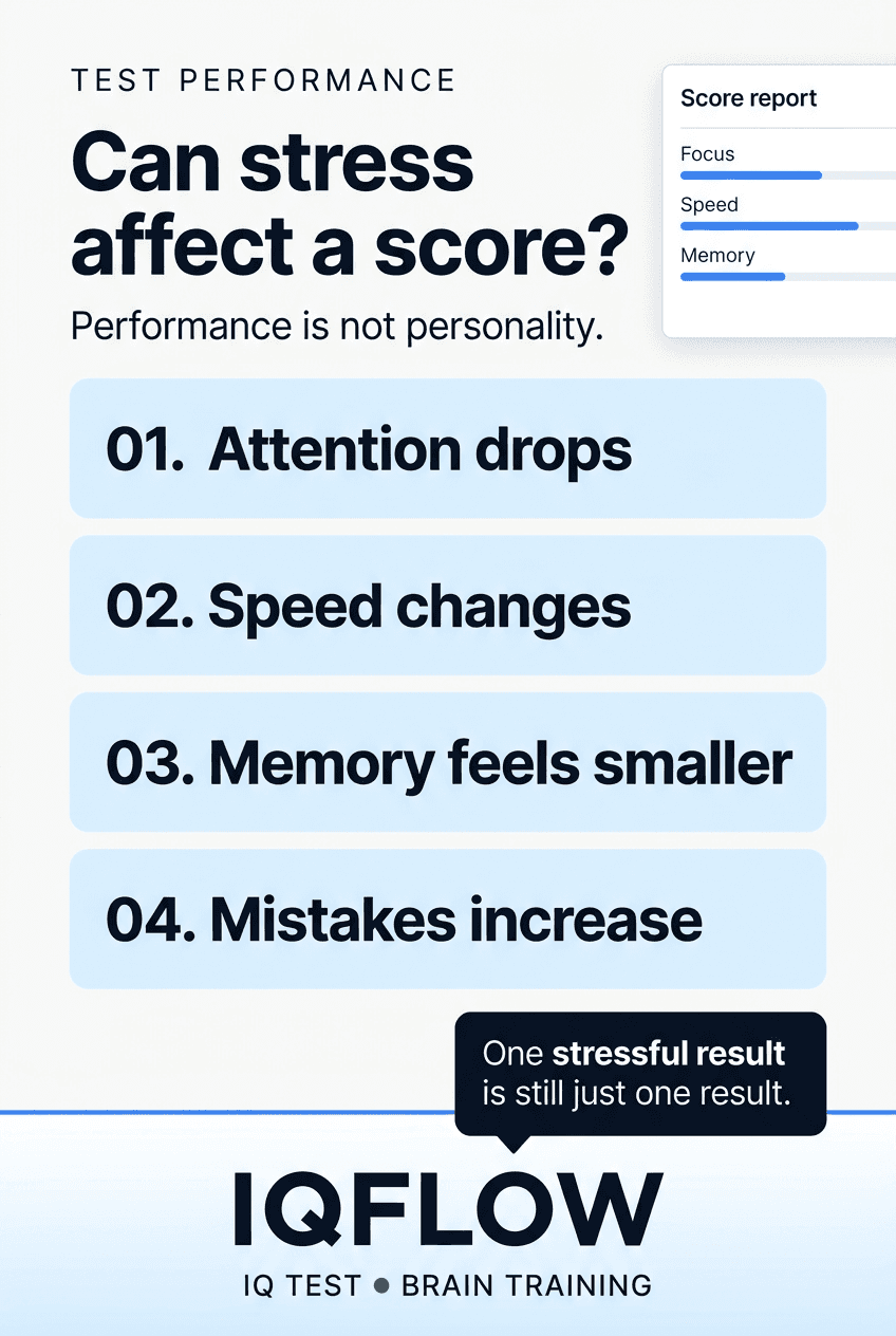 IQFlow Pinterest pin explaining how stress can affect test performance.
