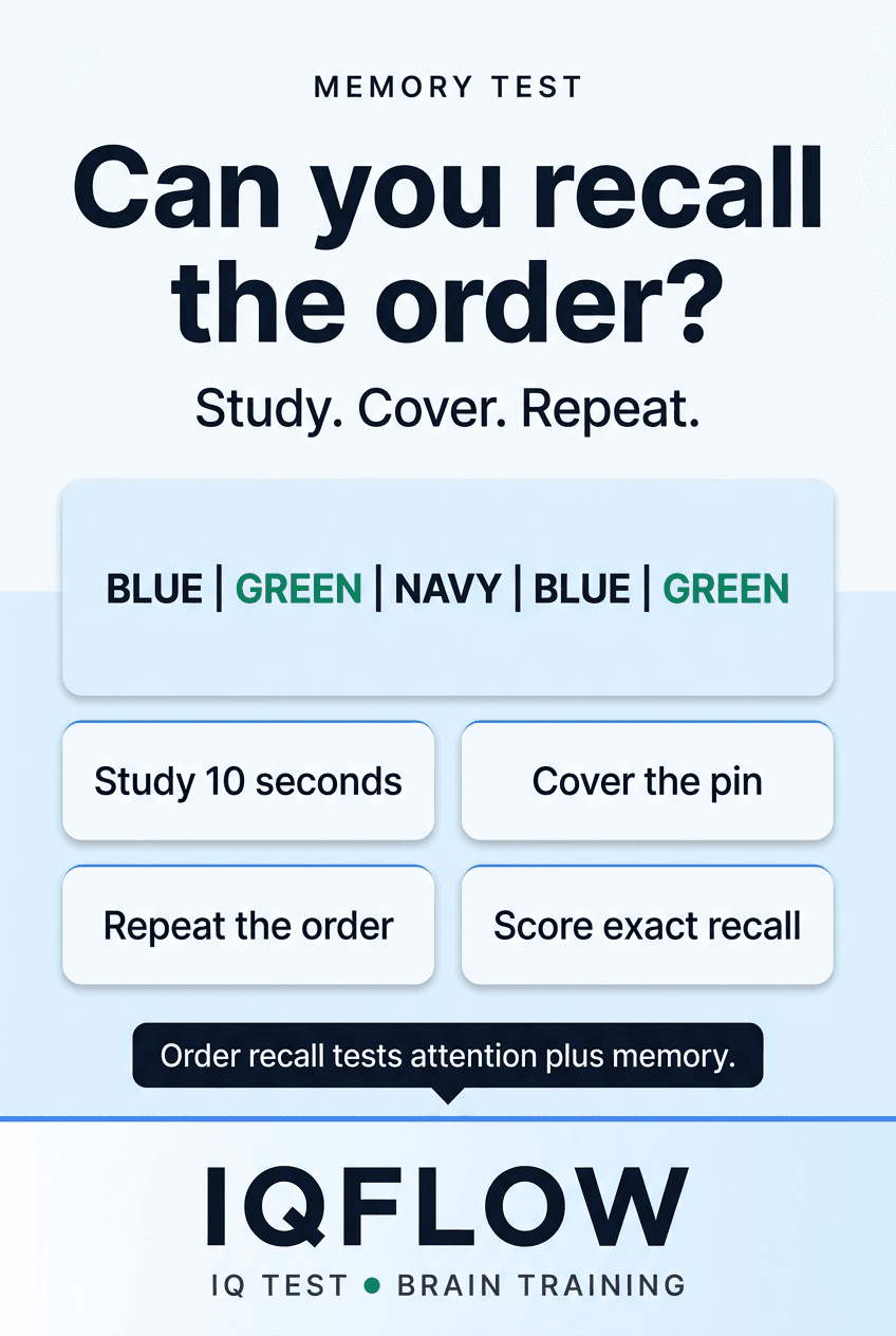 IQFlow Pinterest pin showing a color order memory test.