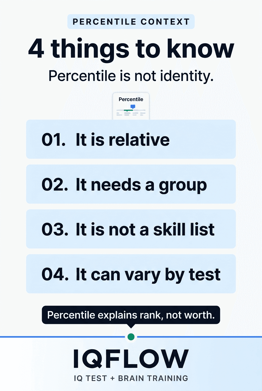 IQFlow Pinterest pin listing four misconceptions about IQ percentiles.