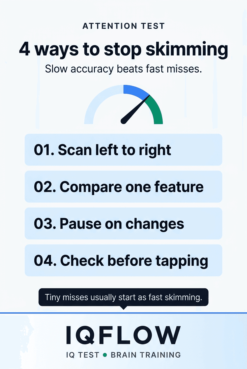 IQFlow Pinterest pin listing four ways to stop skimming in attention tasks.