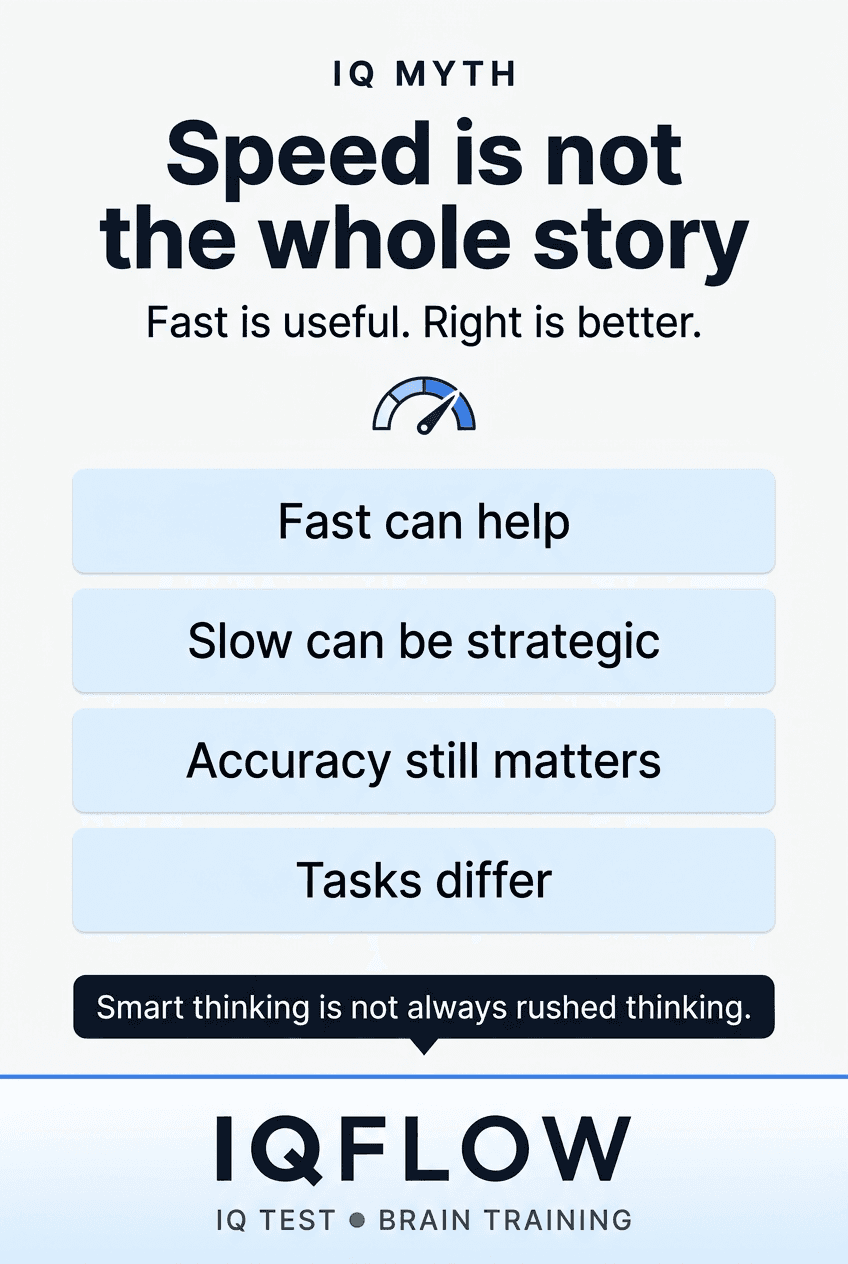 IQFlow Pinterest pin explaining that processing speed is not the whole story in IQ tests.